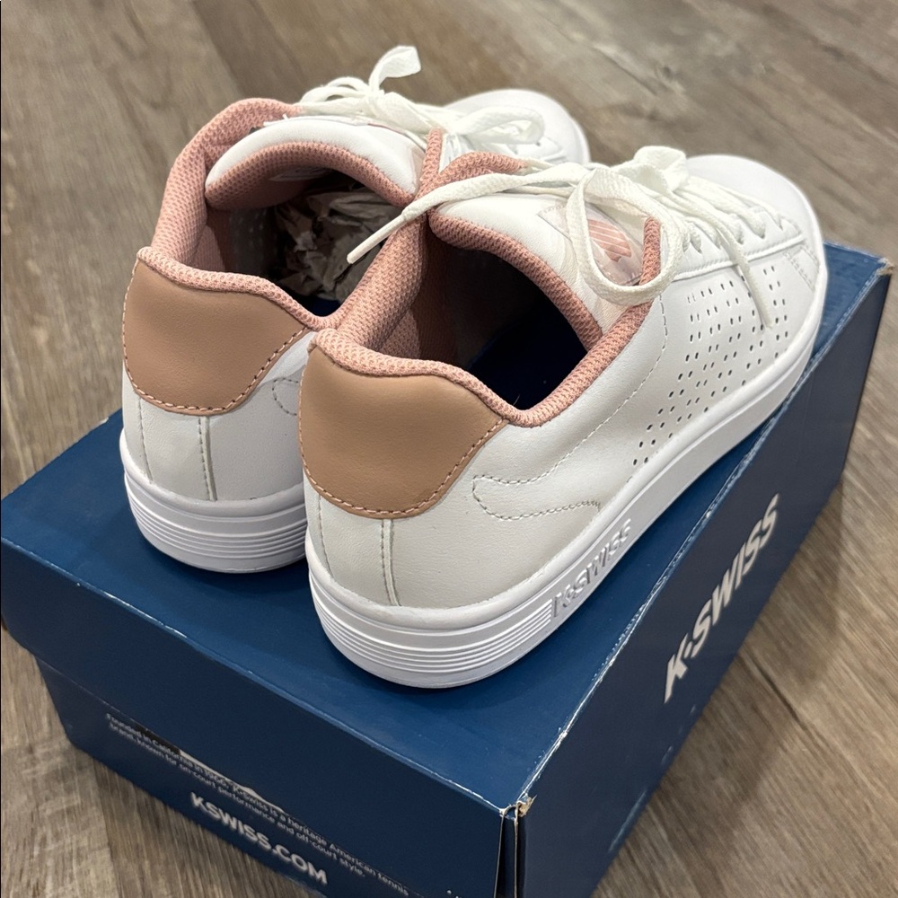 K-Swiss Women's White and Pink Lace-Up Sneakers - Picture 3 of 7